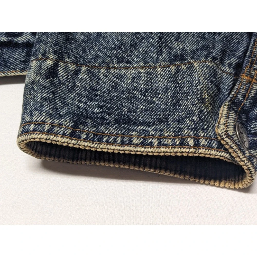 Vintage Levis Acid Wash Denim Trucker Jacket Corduroy Collar USA XL 75073-0227 - Picture 12 of 16